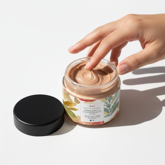 Ginger, Quince & Clove Ultra Gentle Scrub ৹ Featuring Hyaluronic Acid, Vitamin C & Resveratrol